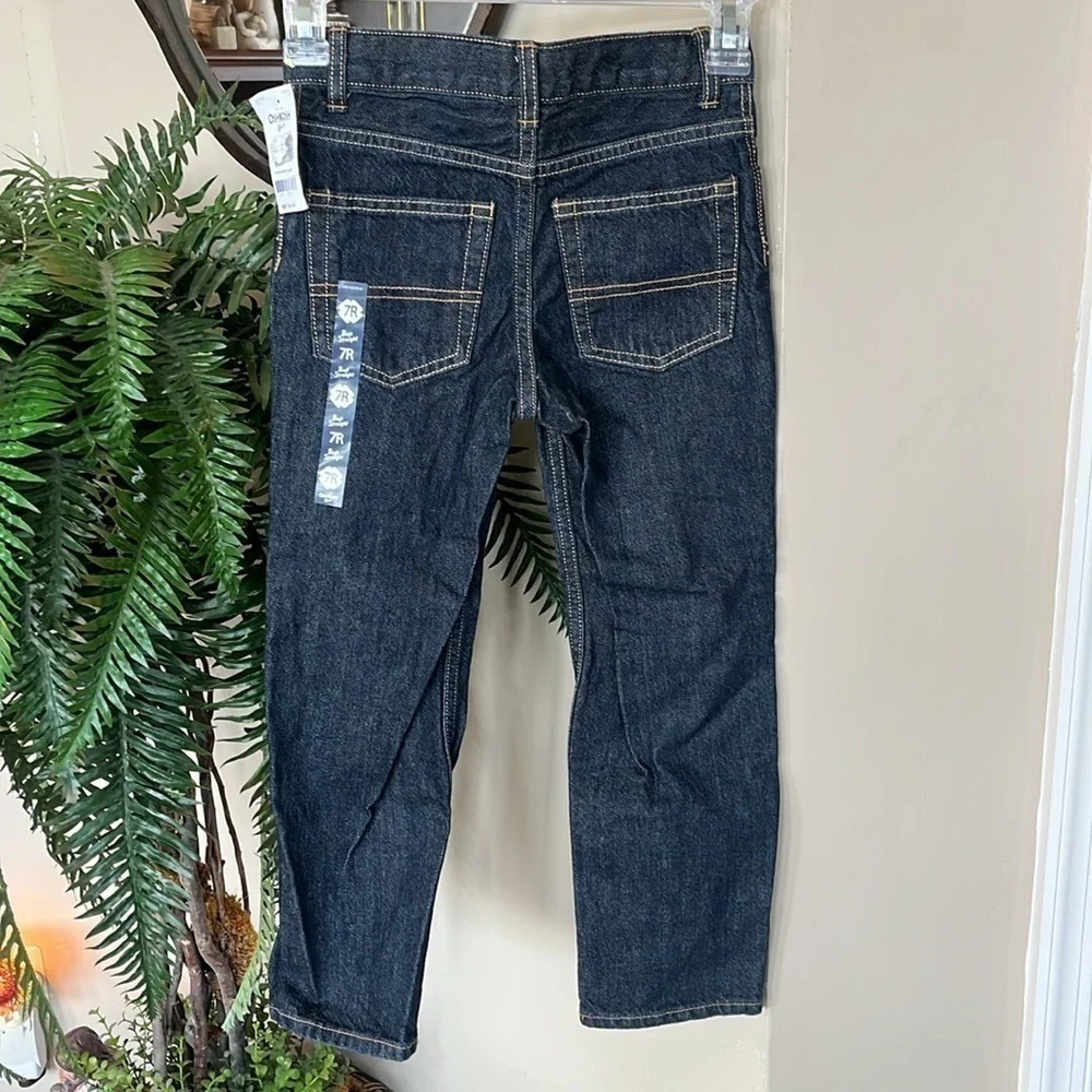 Brand New OshKosh B'Gosh Straight Jeans Dark Wash Denim Adjustable Waistband